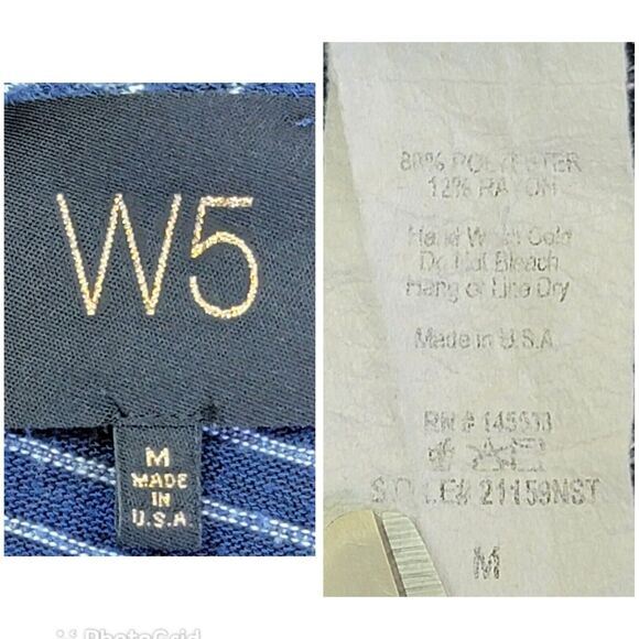 W5 Tank Top Womens Sz M Blue White Striped‎ Exposed Back Zipper High Low Knit - Picture 6 of 6
